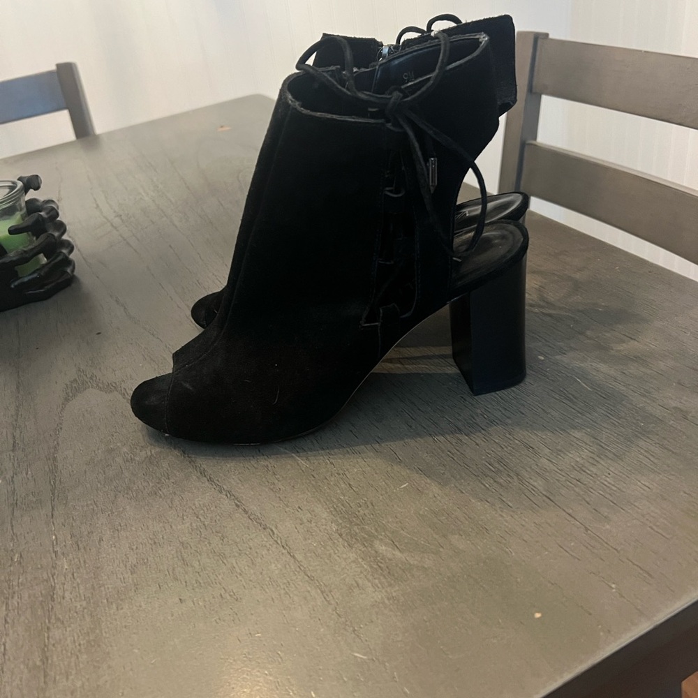Vaneli Black Open-Toe Ankle Booties
